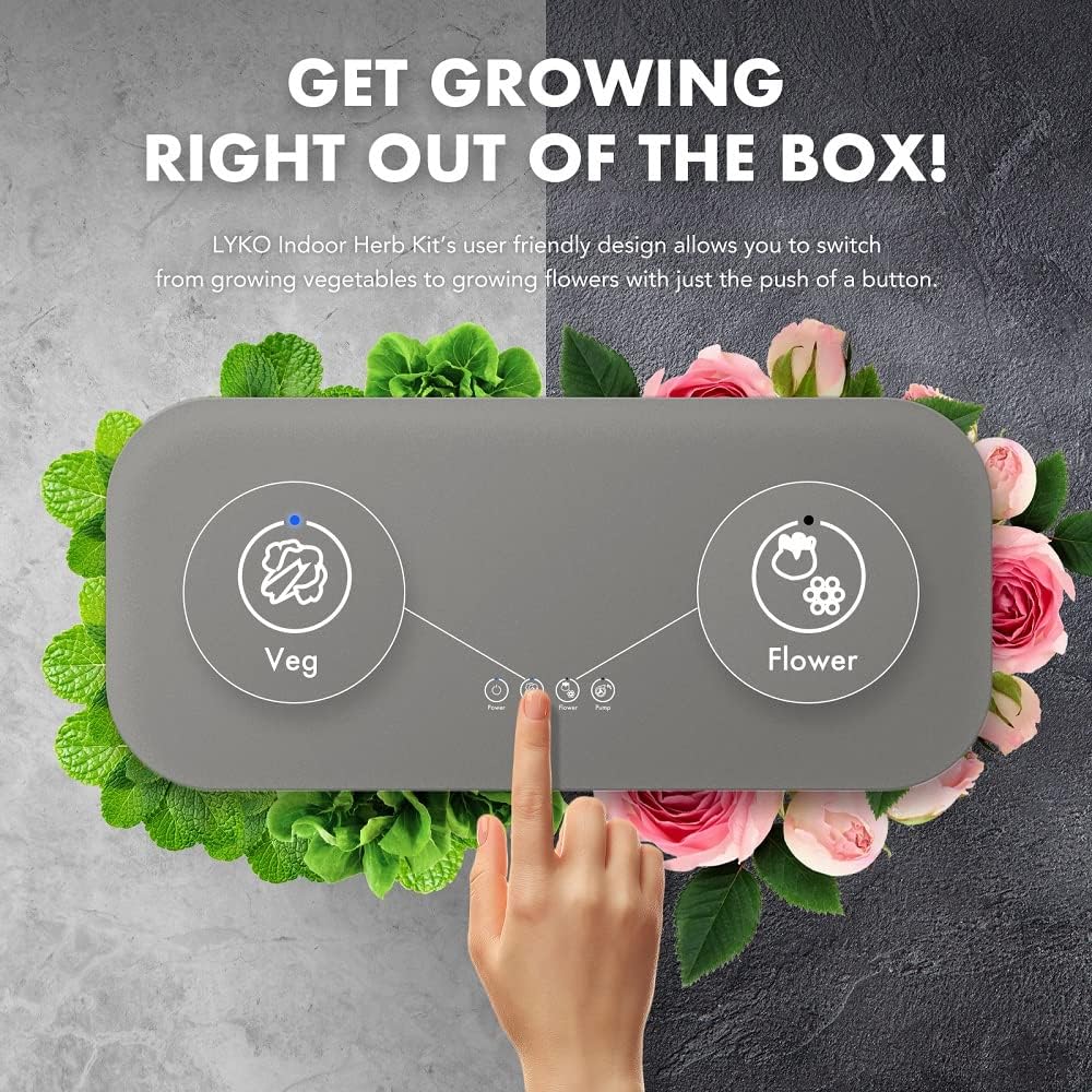 Hydroponics Growing System 12 Pods,LYKO Indoor Garden w/Full-Spectrum 36W Grow Light,Indoor Herb Garden Automatic Timer,Height Adjustable 3.5L Water Tank, Fathers Day Gift (Grey)