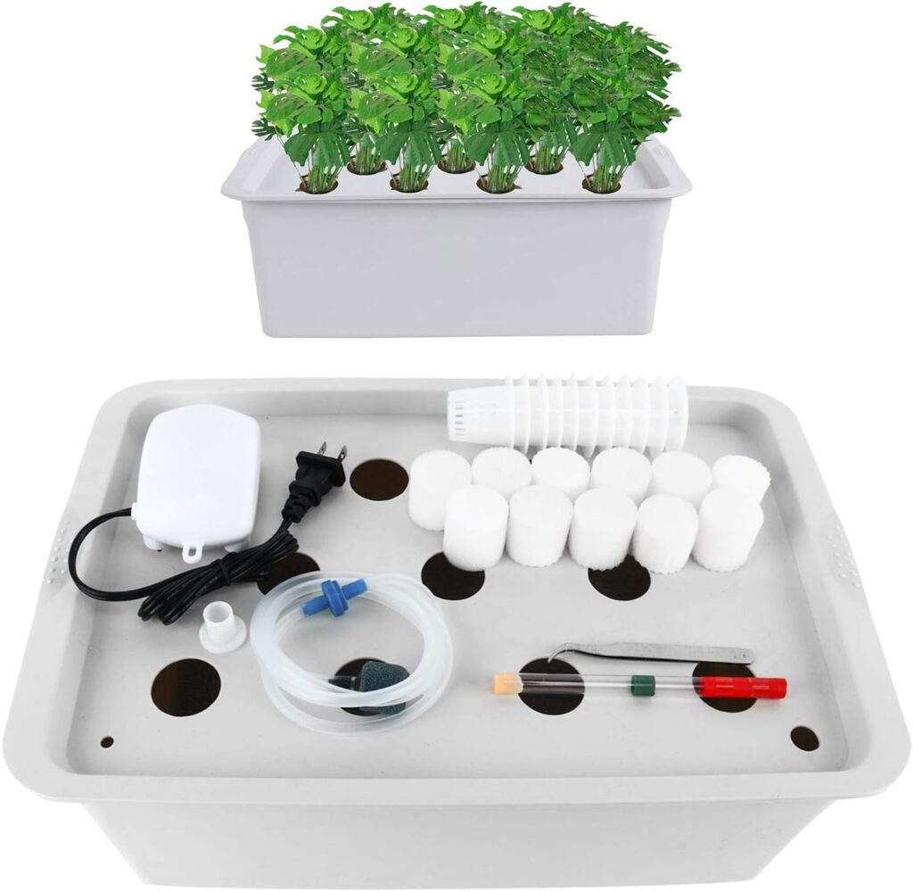 Homend Indoor Hydroponic Grow Kit with Bubble Stone, 11 Sites (Holes) Bucket, Air Pump, Sponges - Best Indoor Herb Garden - Grow Fast at Home