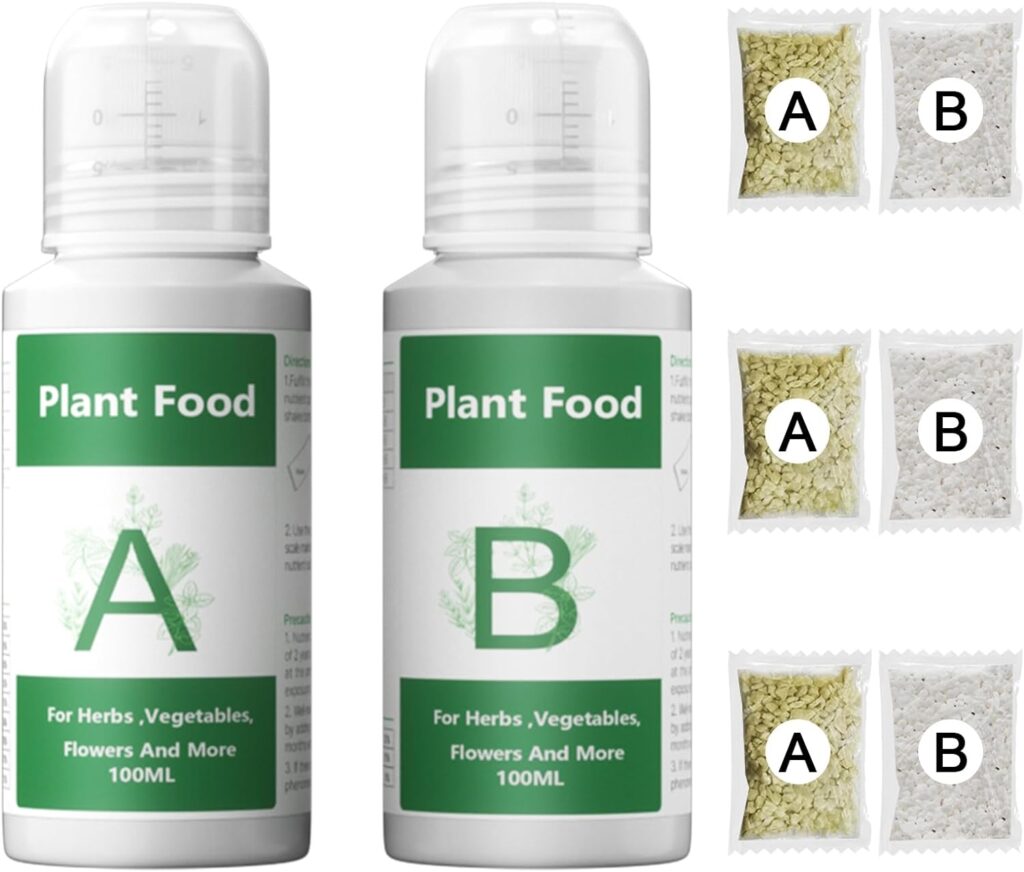 Hydroponics Nutrients (800ml in Total), Plant Food A  B Hydroponics Supplies, Indoor Plant Fertilizer for Hydroponics Growing System, Growing System Accessories for Vegetables Fruits Flowers Thrive